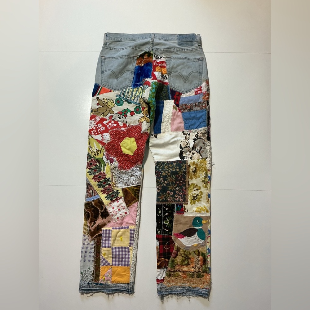 Vintage Levi’s OOAK Patchwork Reworked Upcycle 1 Of 1 Hippie Custom Denim Jeans - Picture 2 of 6